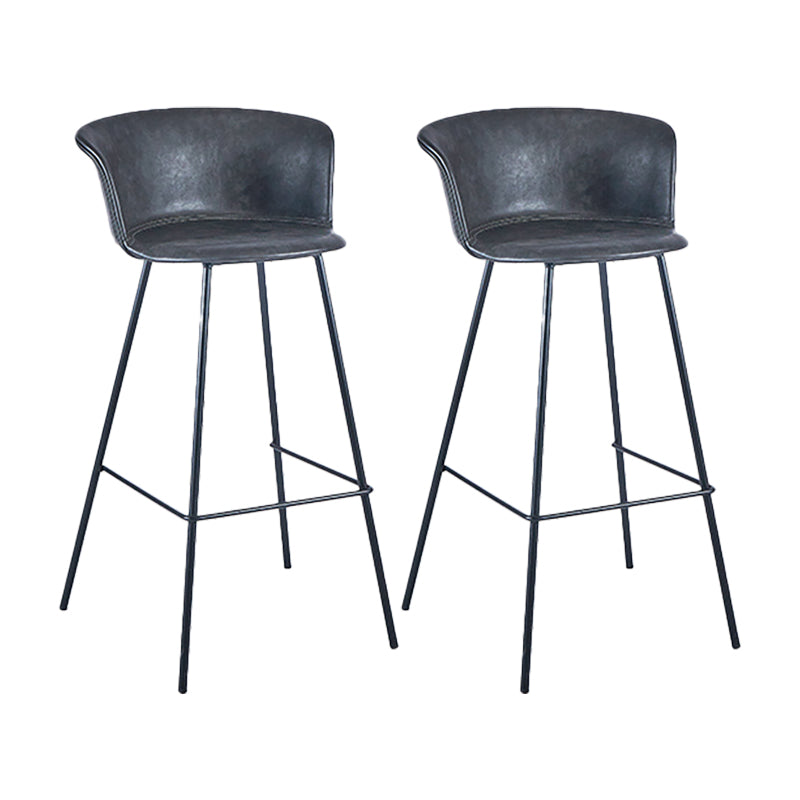 Indoor Leather Bar & Counter Stool Industrial Footrest Low Back Bucket Counter Chair