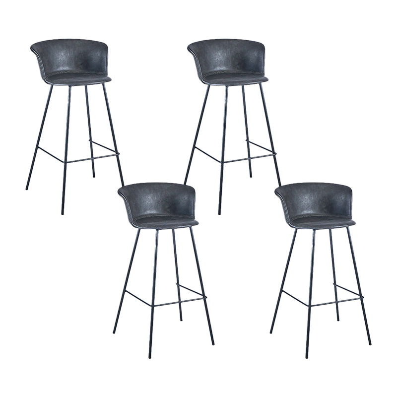 Indoor Leather Bar & Counter Stool Industrial Footrest Low Back Bucket Counter Chair