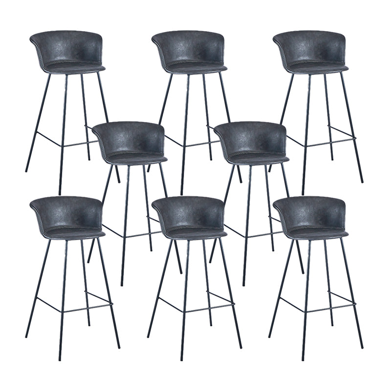 Indoor Leather Bar & Counter Stool Industrial Footrest Low Back Bucket Counter Chair