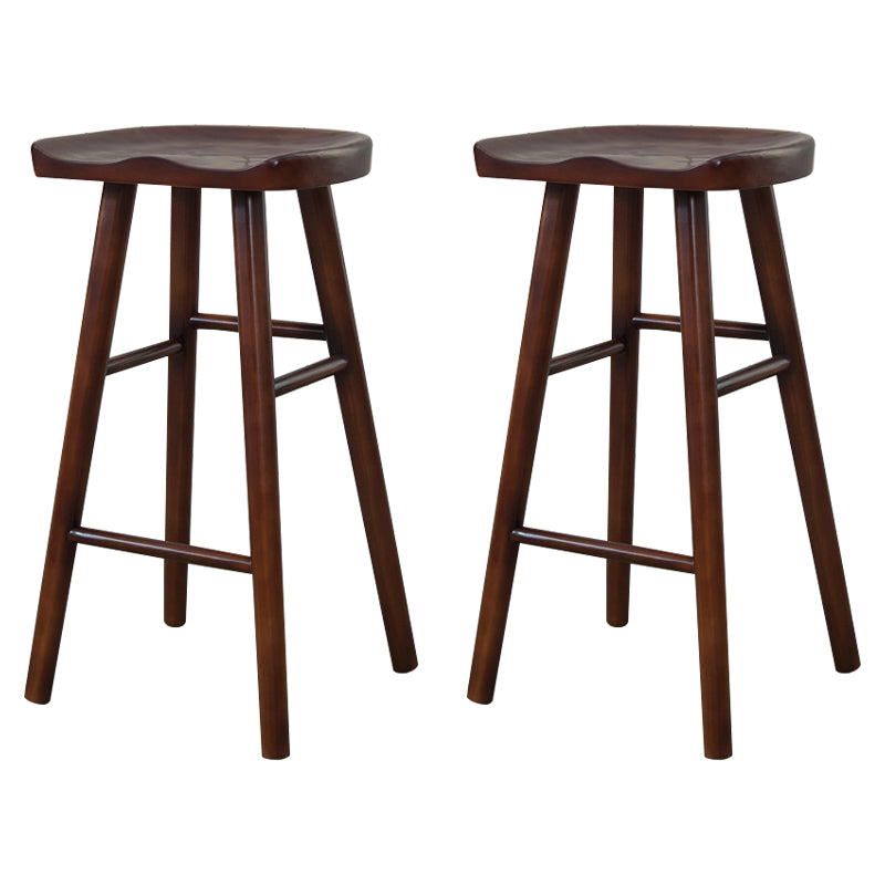 Modern Armless Backless Counter Stool Wood Cafe Bar Stool with Wooden Seat and Pedal
