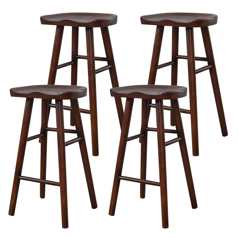 Modern Armless Backless Counter Stool Wood Cafe Bar Stool with Wooden Seat and Pedal