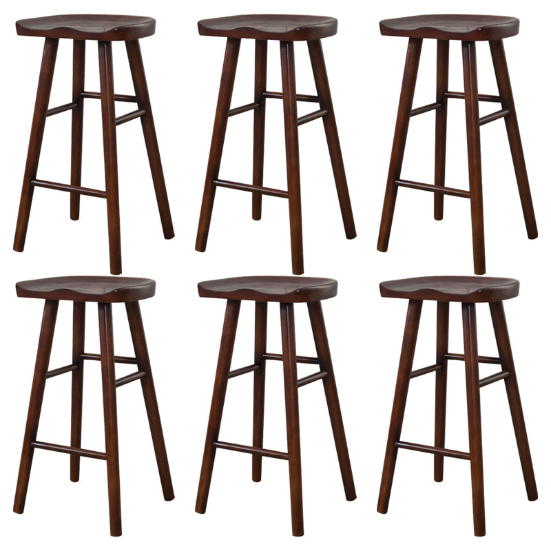 Modern Armless Backless Counter Stool Wood Cafe Bar Stool with Wooden Seat and Pedal