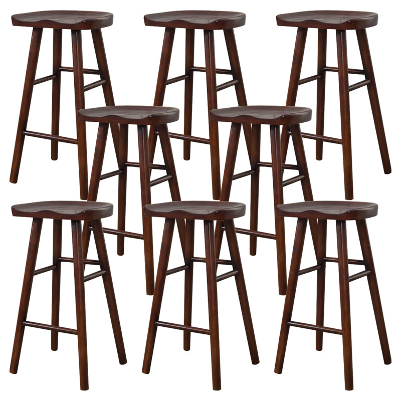 Modern Armless Backless Counter Stool Wood Cafe Bar Stool with Wooden Seat and Pedal