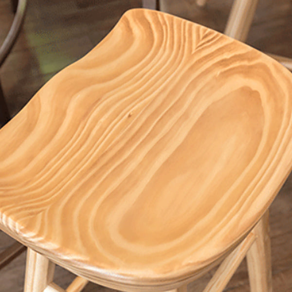 Modern Armless Backless Counter Stool Wood Cafe Bar Stool with Wooden Seat and Pedal