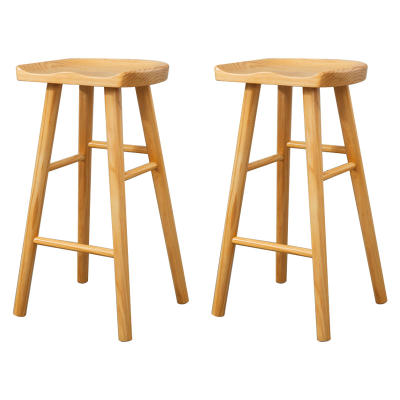 Modern Armless Backless Counter Stool Wood Cafe Bar Stool with Wooden Seat and Pedal