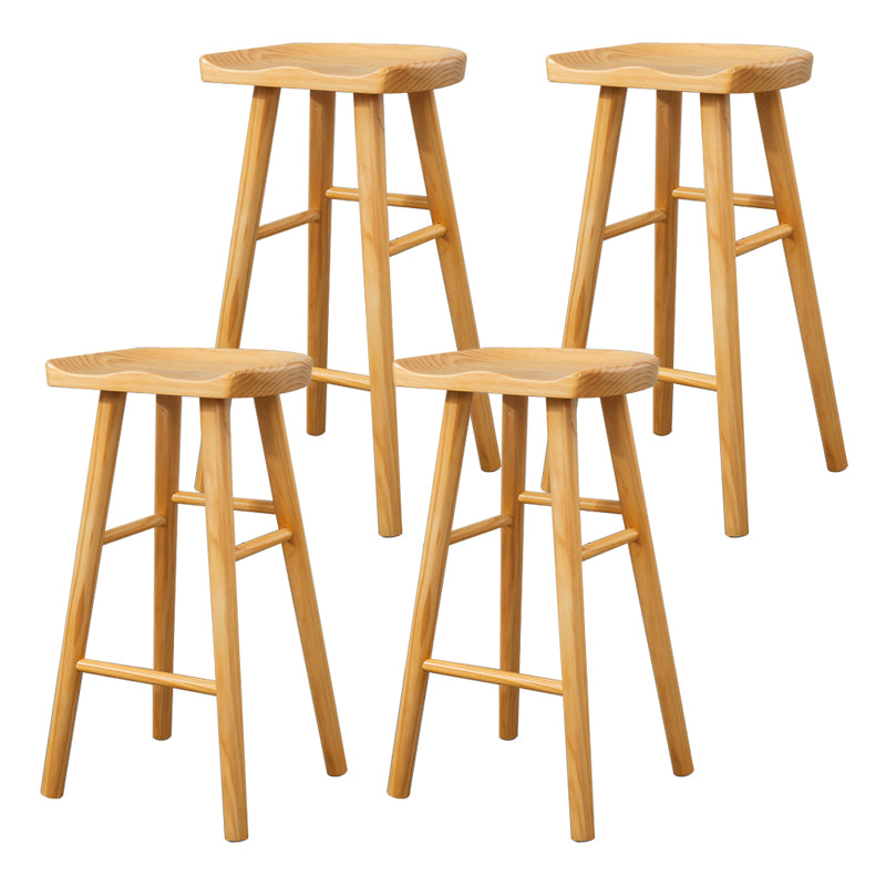 Modern Armless Backless Counter Stool Wood Cafe Bar Stool with Wooden Seat and Pedal