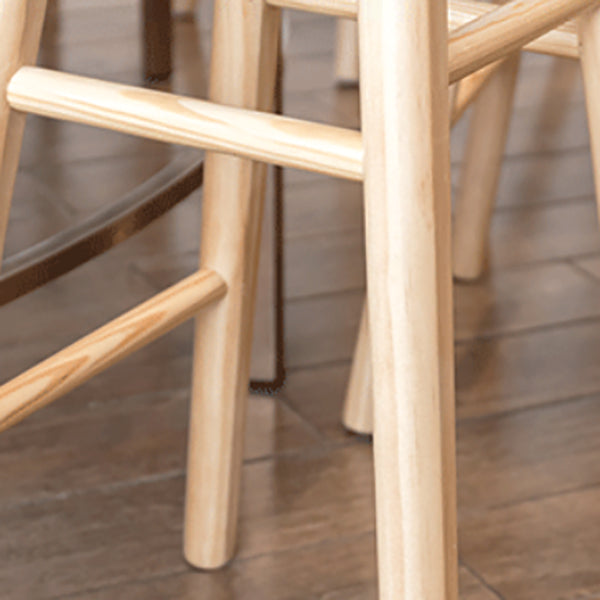 Modern Armless Backless Counter Stool Wood Cafe Bar Stool with Wooden Seat and Pedal