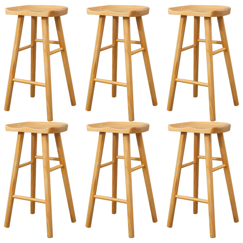 Modern Armless Backless Counter Stool Wood Cafe Bar Stool with Wooden Seat and Pedal