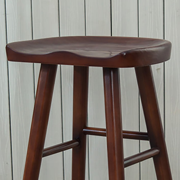 Modern Armless Backless Counter Stool Wood Cafe Bar Stool with Wooden Seat and Pedal