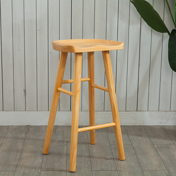 Modern Armless Backless Counter Stool Wood Cafe Bar Stool with Wooden Seat and Pedal