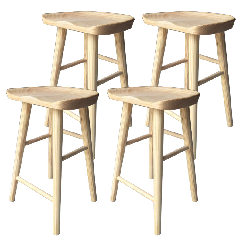 Modern Armless Backless Counter Stool Wood Cafe Bar Stool with Wooden Seat and Pedal
