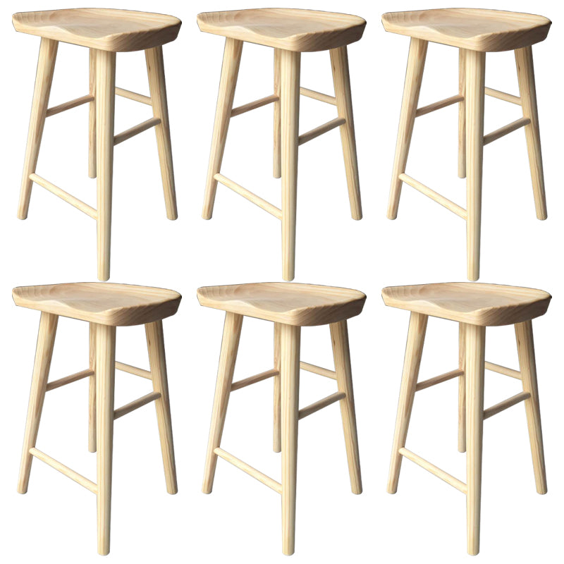 Modern Armless Backless Counter Stool Wood Cafe Bar Stool with Wooden Seat and Pedal