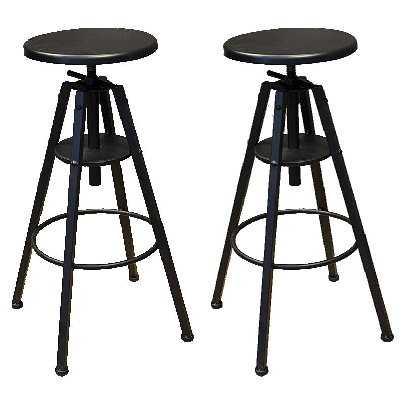 Industrial Adjustable Height Counter Chair Footrest Metal Counter Bar Stool in Black