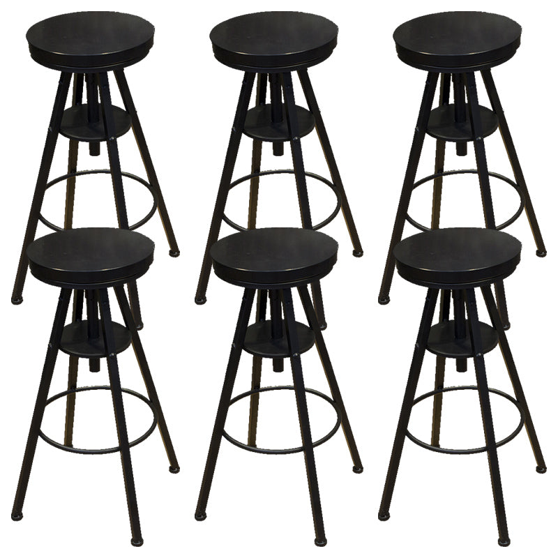 Industrial Adjustable Height Counter Chair Footrest Metal Counter Bar Stool in Black