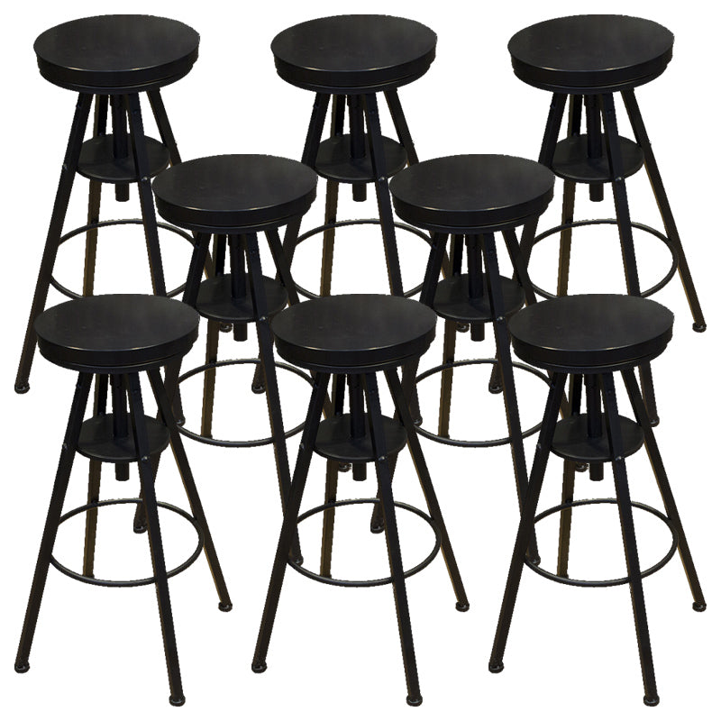 Industrial Adjustable Height Counter Chair Footrest Metal Counter Bar Stool in Black