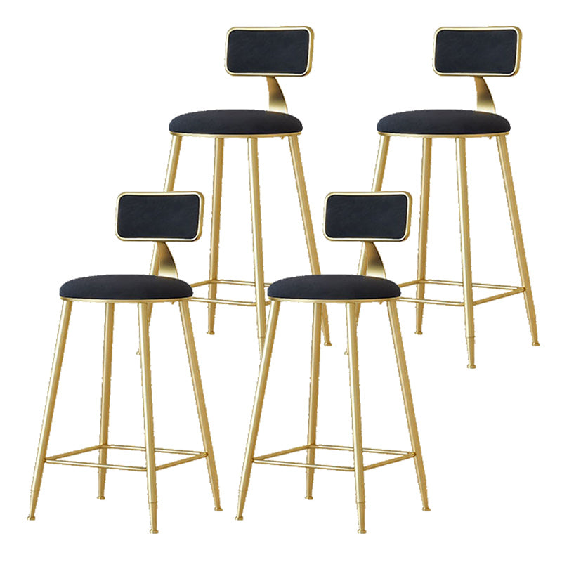 Nordic Backrest Armless Counter Stool Iron Cafe Bar Stool with  Pedal and Cushion