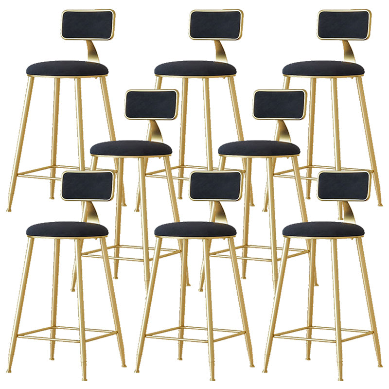 Nordic Backrest Armless Counter Stool Iron Cafe Bar Stool with  Pedal and Cushion