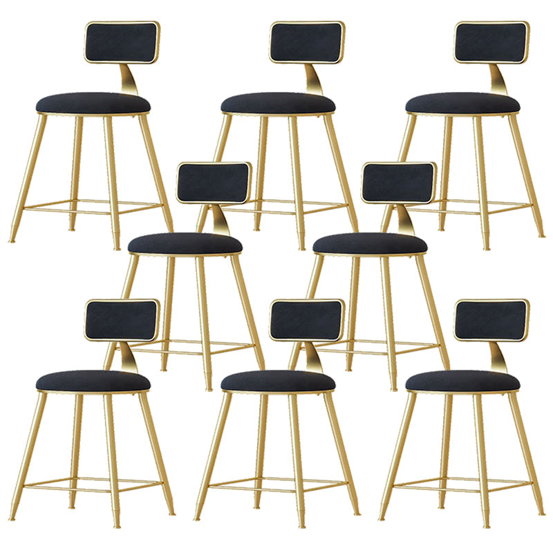 Nordic Backrest Armless Counter Stool Iron Cafe Bar Stool with  Pedal and Cushion