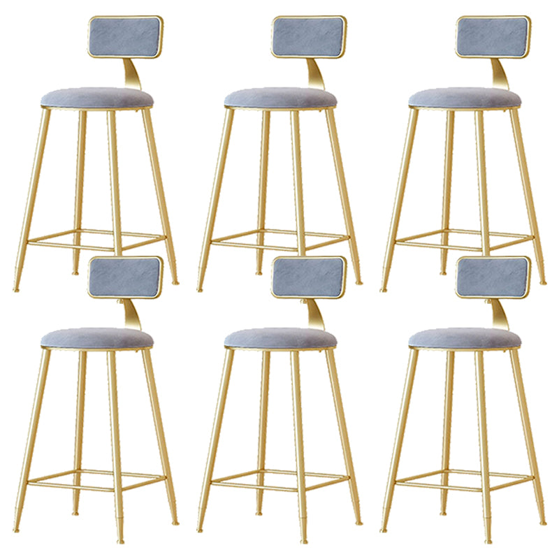 Nordic Backrest Armless Counter Stool Iron Cafe Bar Stool with  Pedal and Cushion