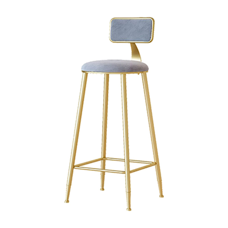 Nordic Backrest Armless Counter Stool Iron Cafe Bar Stool with  Pedal and Cushion