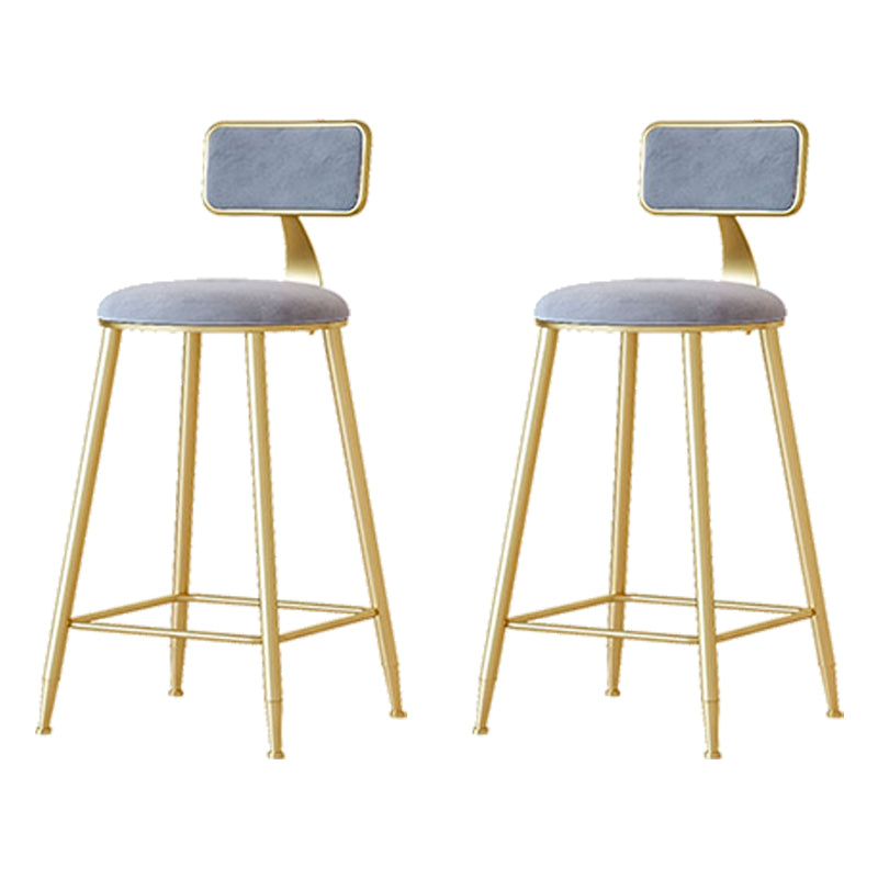 Nordic Backrest Armless Counter Stool Iron Cafe Bar Stool with  Pedal and Cushion