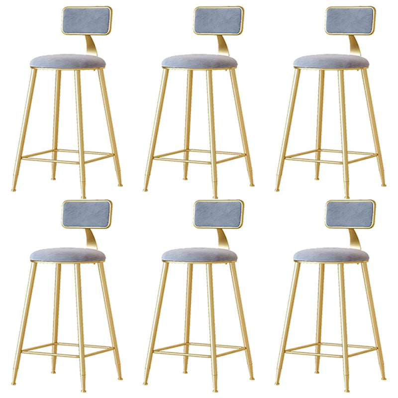 Nordic Backrest Armless Counter Stool Iron Cafe Bar Stool with  Pedal and Cushion