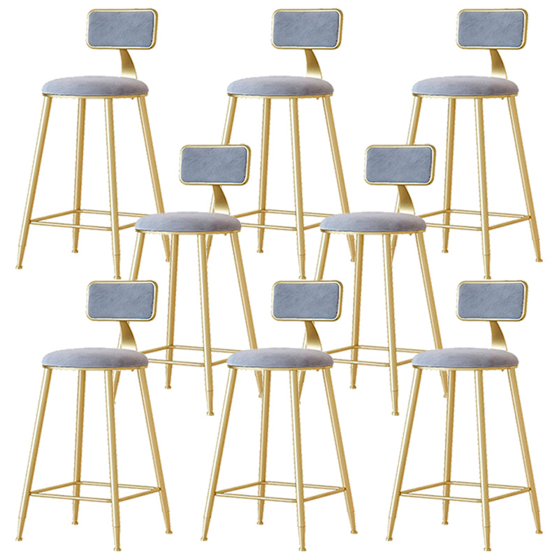 Nordic Backrest Armless Counter Stool Iron Cafe Bar Stool with  Pedal and Cushion