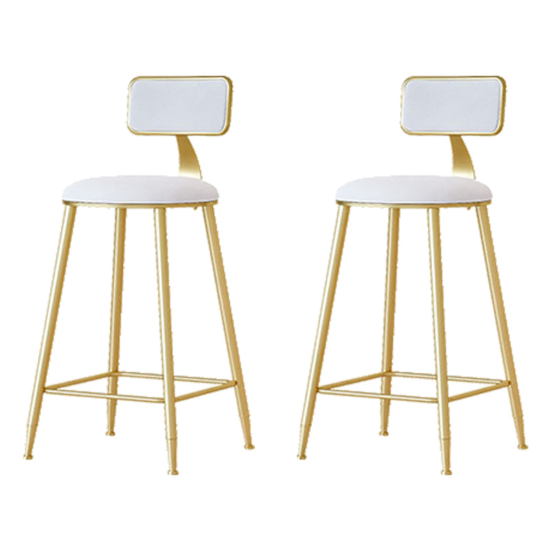 Nordic Backrest Armless Counter Stool Iron Cafe Bar Stool with  Pedal and Cushion