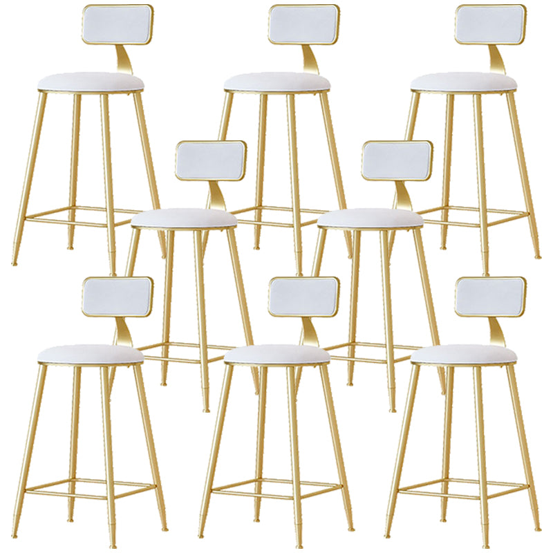 Nordic Backrest Armless Counter Stool Iron Cafe Bar Stool with  Pedal and Cushion