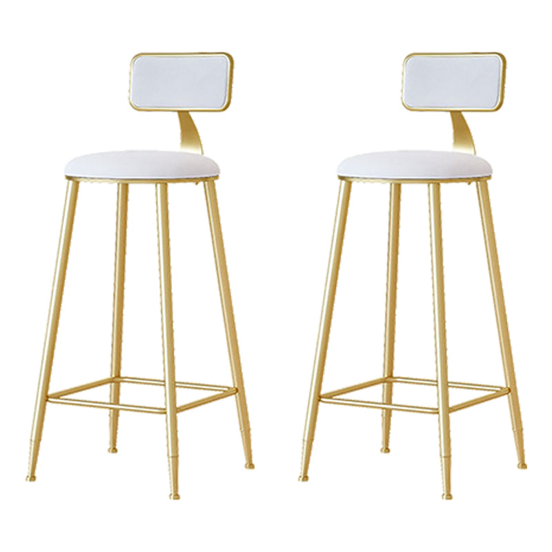 Nordic Backrest Armless Counter Stool Iron Cafe Bar Stool with  Pedal and Cushion