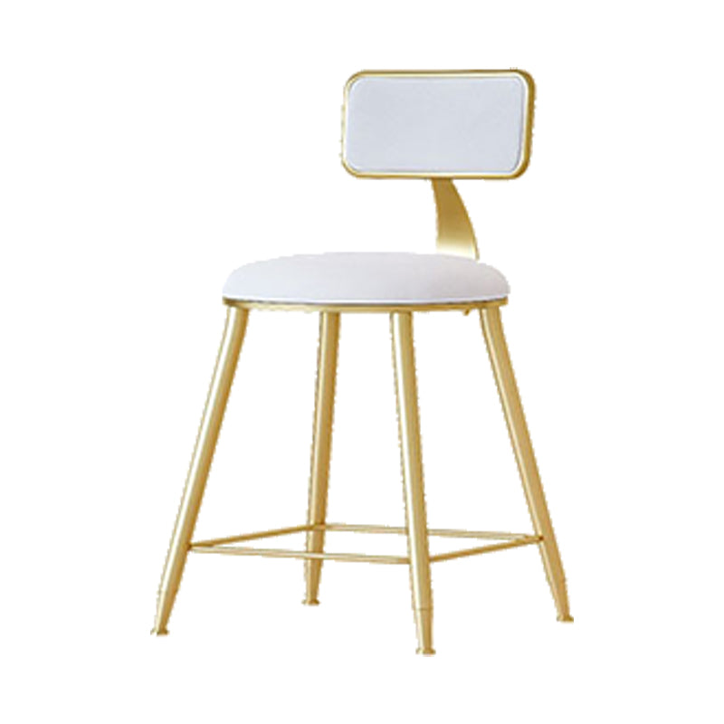 Nordic Backrest Armless Counter Stool Iron Cafe Bar Stool with  Pedal and Cushion