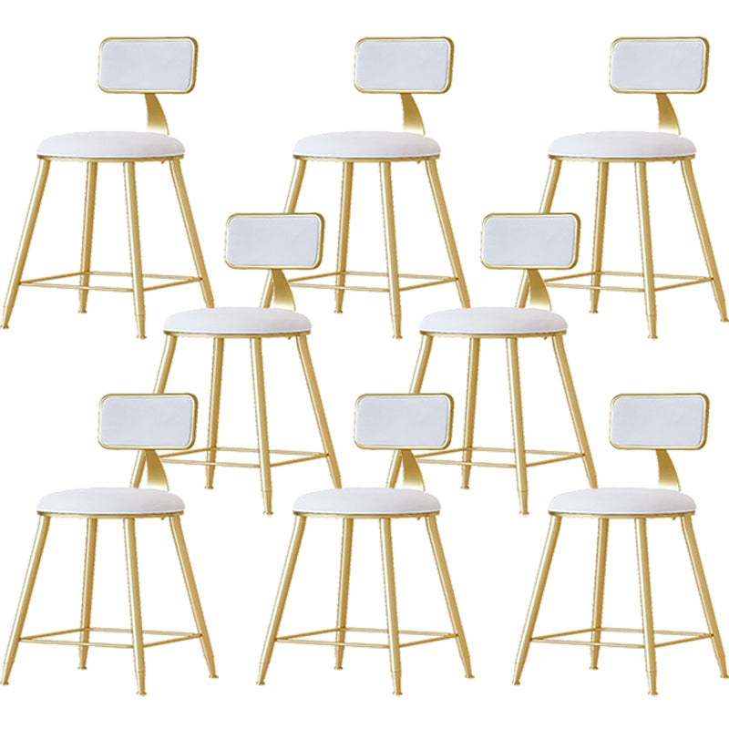 Nordic Backrest Armless Counter Stool Iron Cafe Bar Stool with  Pedal and Cushion