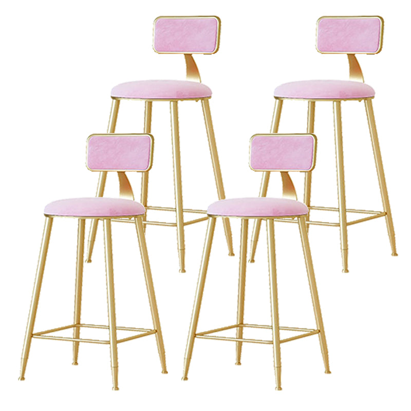 Nordic Backrest Armless Counter Stool Iron Cafe Bar Stool with  Pedal and Cushion