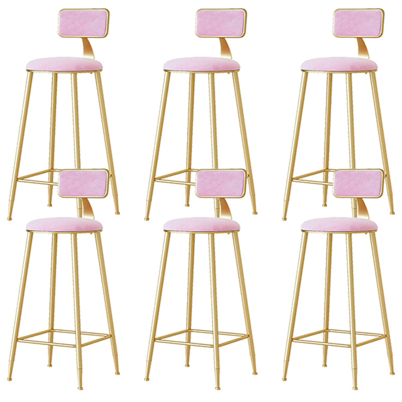 Nordic Backrest Armless Counter Stool Iron Cafe Bar Stool with  Pedal and Cushion