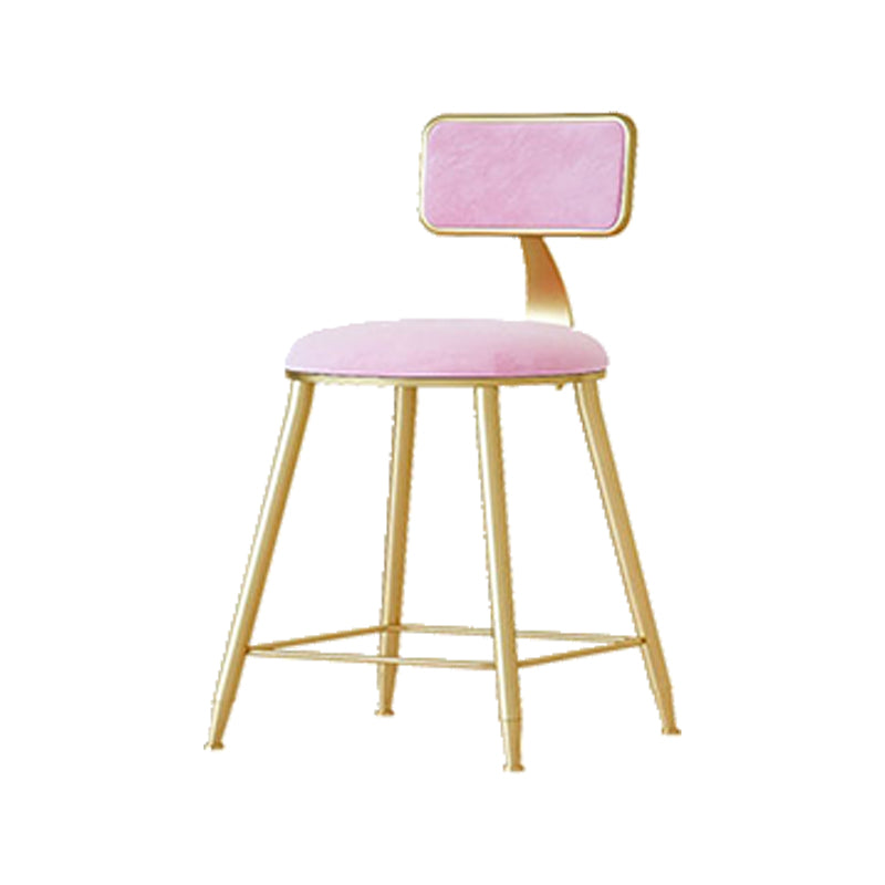 Nordic Backrest Armless Counter Stool Iron Cafe Bar Stool with  Pedal and Cushion