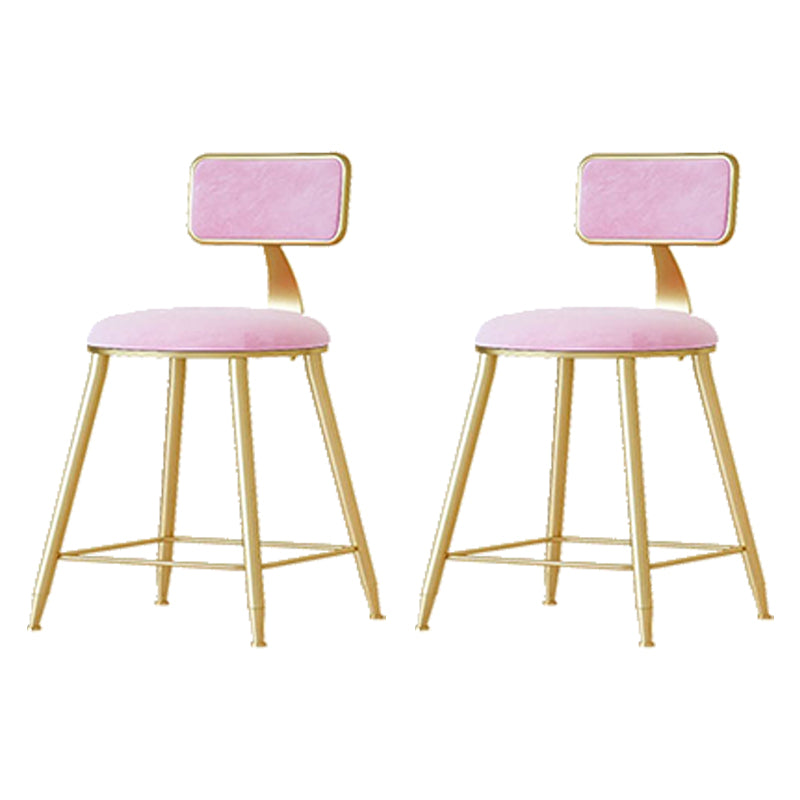 Nordic Backrest Armless Counter Stool Iron Cafe Bar Stool with  Pedal and Cushion