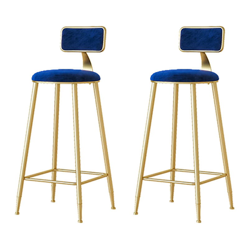 Nordic Backrest Armless Counter Stool Iron Cafe Bar Stool with  Pedal and Cushion