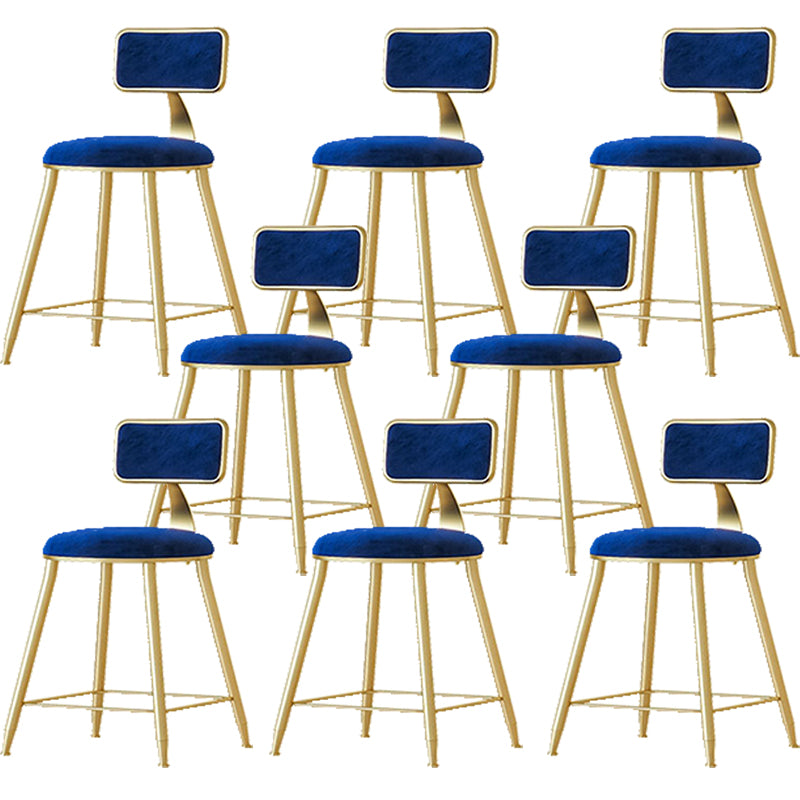 Nordic Backrest Armless Counter Stool Iron Cafe Bar Stool with  Pedal and Cushion