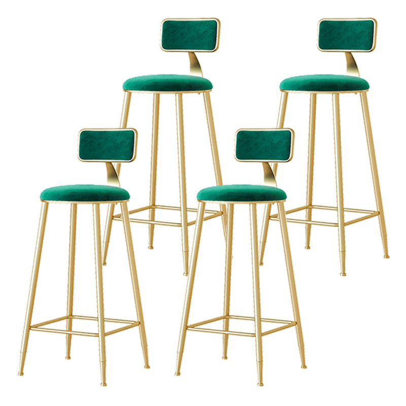 Nordic Backrest Armless Counter Stool Iron Cafe Bar Stool with  Pedal and Cushion