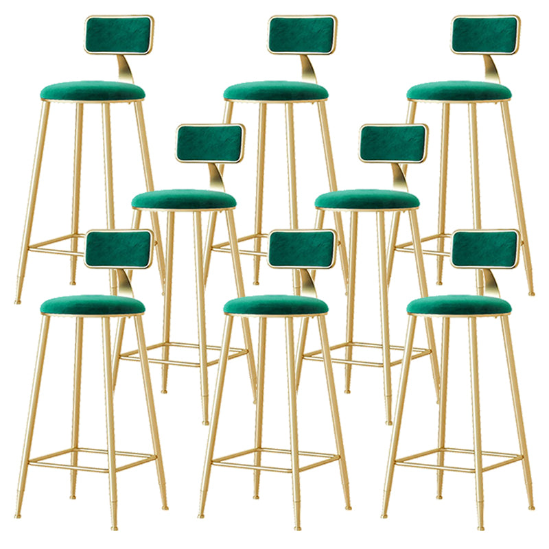 Nordic Backrest Armless Counter Stool Iron Cafe Bar Stool with  Pedal and Cushion