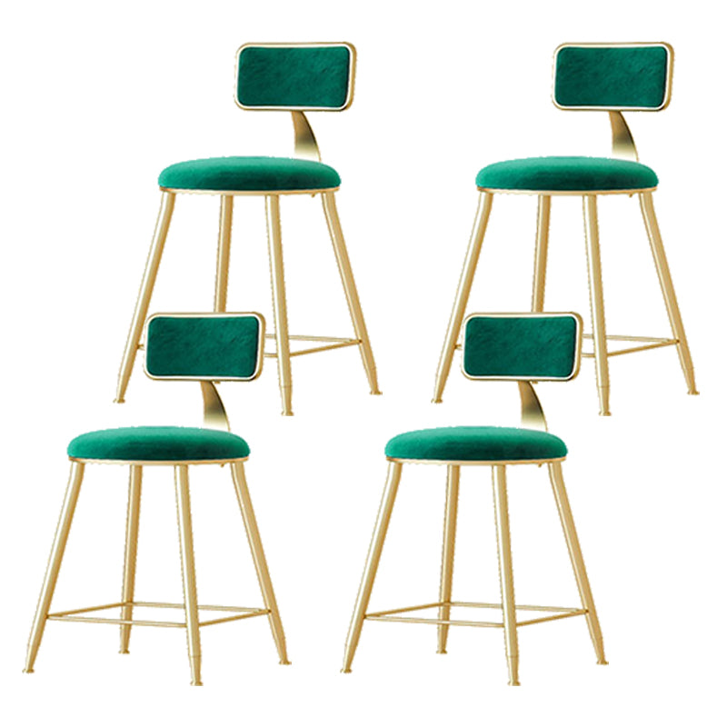 Nordic Backrest Armless Counter Stool Iron Cafe Bar Stool with  Pedal and Cushion