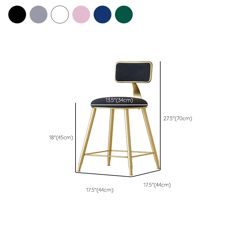 Nordic Backrest Armless Counter Stool Iron Cafe Bar Stool with  Pedal and Cushion