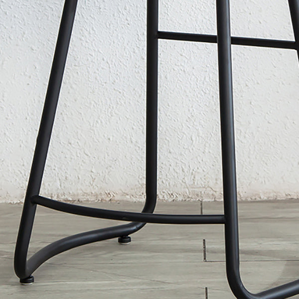 Industrial Indoor Solid Wood Stool Footrest Backless Contoured Seat Dining Stool