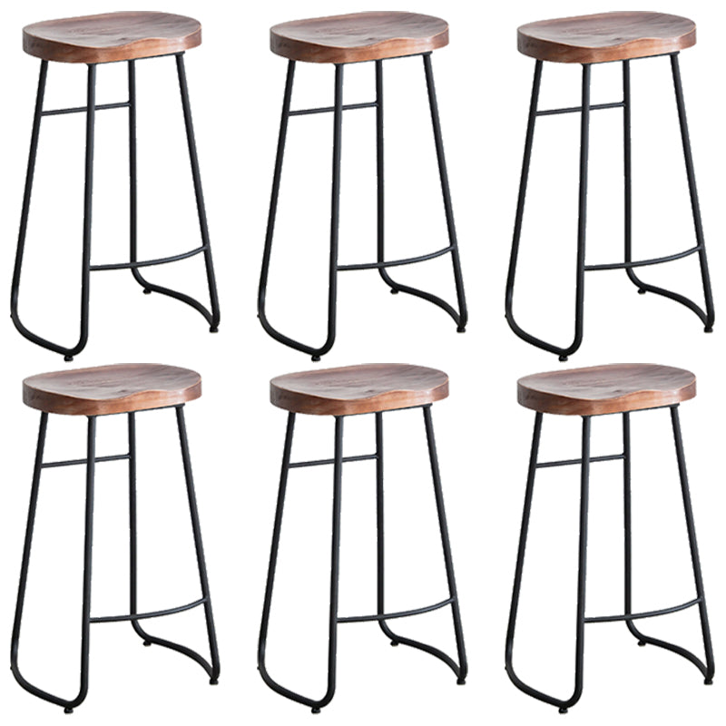 Industrial Indoor Solid Wood Stool Footrest Backless Contoured Seat Dining Stool