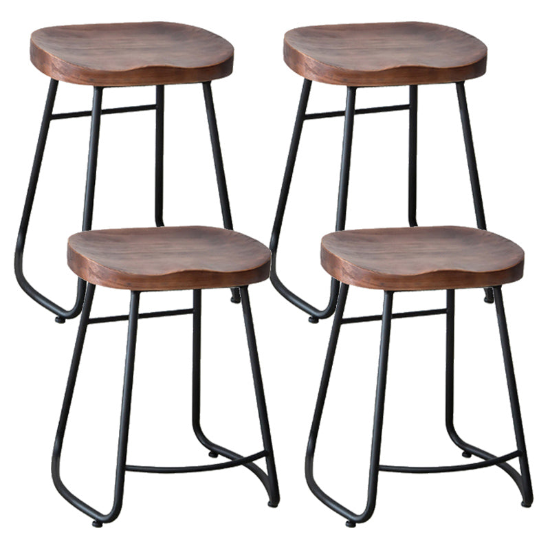 Industrial Indoor Solid Wood Stool Footrest Backless Contoured Seat Dining Stool