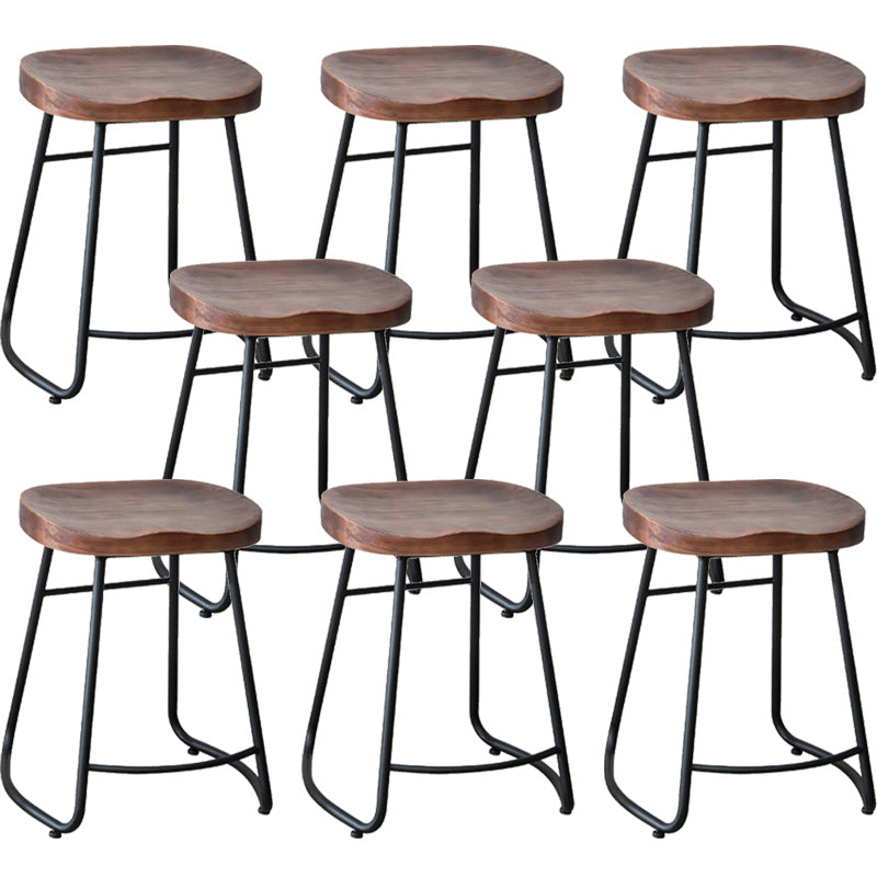 Industrial Indoor Solid Wood Stool Footrest Backless Contoured Seat Dining Stool