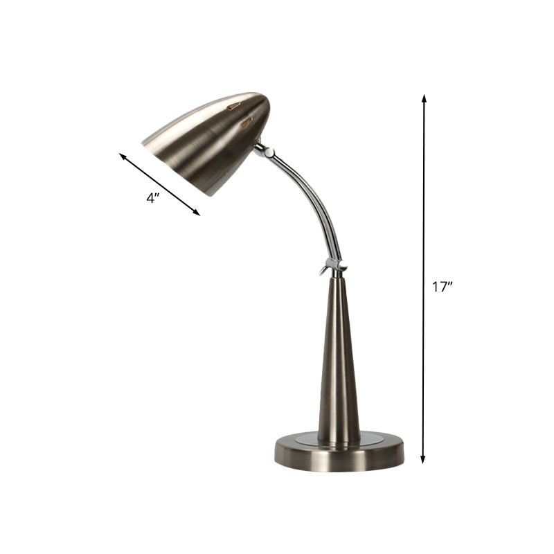 Éclairage de bureau réglable LED Vintage Bullate Metal Reading Livre lampe en argent pour le salon