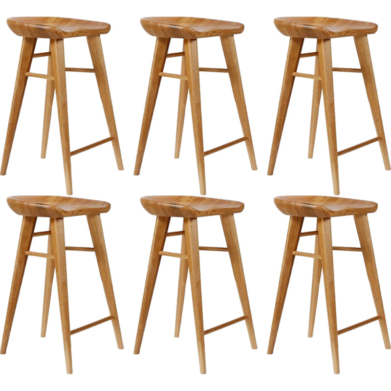 Indoor Modern Counter-height Stool Solid Wood Footrest Saddle Seat Counter Stool