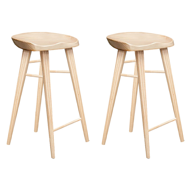 Indoor Modern Counter-height Stool Solid Wood Footrest Saddle Seat Counter Stool