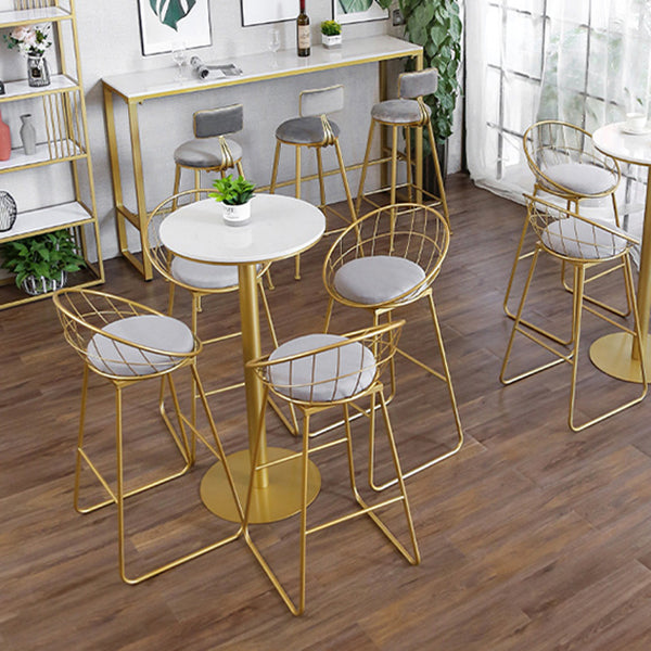 Nordic Backrest Armless Counter Stool Iron Kitchen Bar Stool with Gold Base